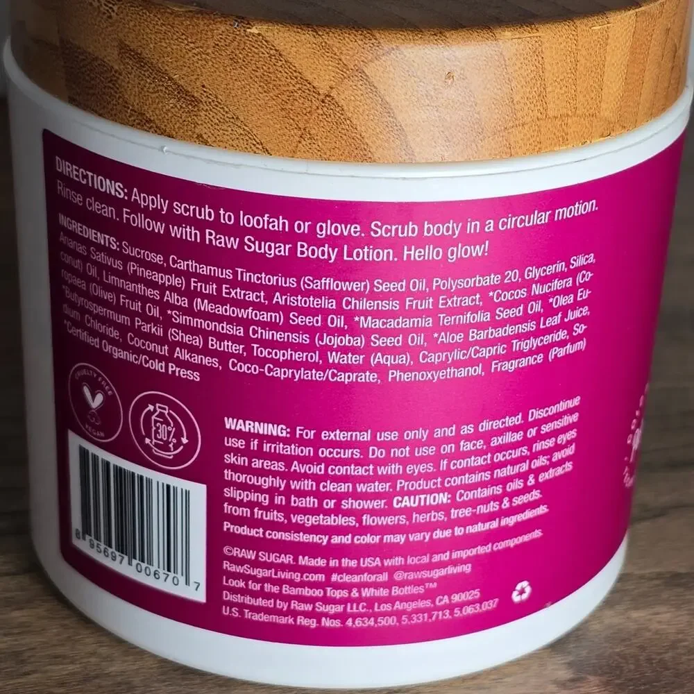 RAW SUGAR Sugar Scrub Pineapple Maqui Berry Coconut 15 oz